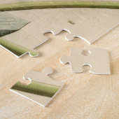 Blauwe Lotus-ventilator op Tan-achtergrond met sch Legpuzzel (Zijkant)