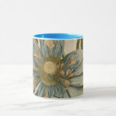 Blauwe Lotus-ventilator op Tan-achtergrond met sch Mok (Midden)