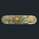 Blauwe Lotus-ventilator op Tan-achtergrond met sch Persoonlijk Skateboard<br><div class="desc">Een mooie blauwe lotusbloem in volle bloei is de focus van dit stuk. Het gele centrum is bijna hypnotiseren in zijn glorie. Voeg met deze afdruk een beetje elegantie aan uw huis toe!</div>