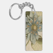 Blauwe Lotus-ventilator op Tan-achtergrond met sch Sleutelhanger (Voorkant Links)