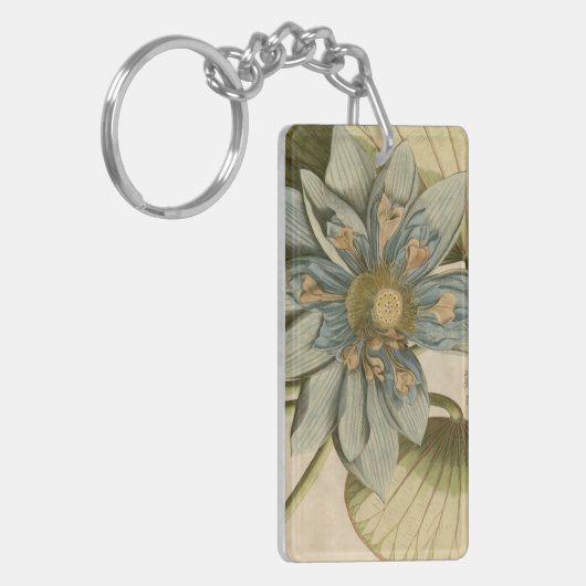 Blauwe Lotus-ventilator op Tan-achtergrond met sch Sleutelhanger (Voorkant Links)