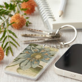 Blauwe Lotus-ventilator op Tan-achtergrond met sch Sleutelhanger (Voorkant Rechts)