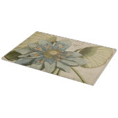 Blauwe Lotus-ventilator op Tan-achtergrond met sch Snijplank (Hoek)