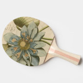 Blauwe Lotus-ventilator op Tan-achtergrond met sch Tafeltennisbatje (Zijkant)