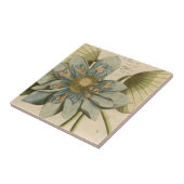 Blauwe Lotus-ventilator op Tan-achtergrond met sch Tegeltje (Zijkant)