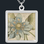 Blauwe Lotus-ventilator op Tan-achtergrond met sch Zilver Vergulden Ketting<br><div class="desc">Een mooie blauwe lotusbloem in volle bloei is de focus van dit stuk. Het gele centrum is bijna hypnotiseren in zijn glorie. Voeg met deze afdruk een beetje elegantie aan uw huis toe!</div>