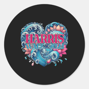 Blauwe Lotus voor Kamala Harris 2024 Wheimer 2024 Ronde Sticker