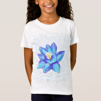 Blauwe Lotusbloem Botanische Kunst Illustratie T-shirt