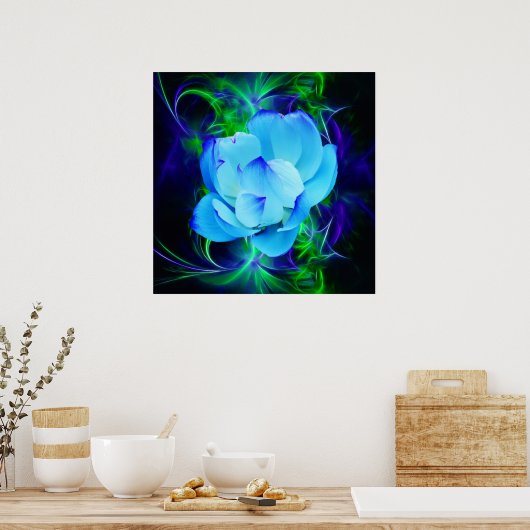 Blauwe lotusbloem en betekenis ervan poster (Keuken)