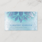 Blauwe lotusbloem en faux blauwgroen glitter visitekaartje (Voorkant)