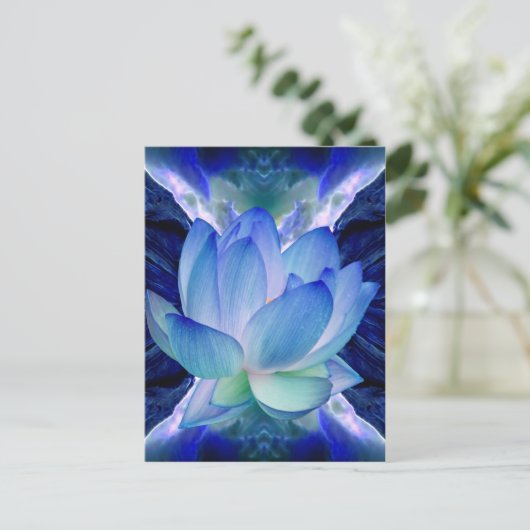 Blauwe lotuslib briefkaart (Staand voorkant)