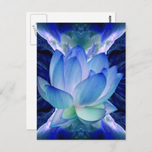 Blauwe lotuslib briefkaart (Voorkant / Achterkant)