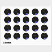 Blauwe lotusstickers ronde sticker (Vel)