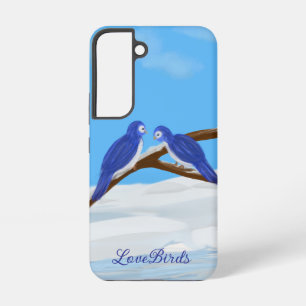 Blauwe LoveBirds telefoonhoesje Samsung Galaxy Hoesje