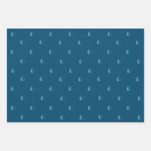 Blauwe Lovecats inpakpapier platte vellen set van  (Voorkant 2)