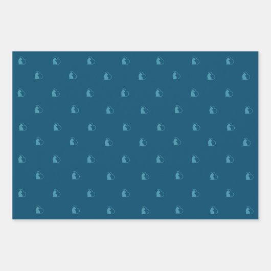 Blauwe Lovecats inpakpapier platte vellen set van  (Voorkant)