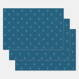 Blauwe Lovecats inpakpapier platte vellen set van 