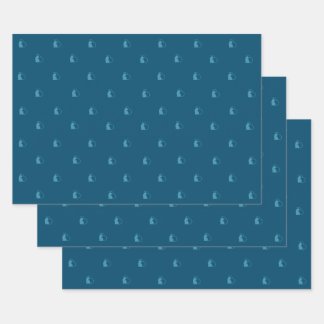 Blauwe Lovecats inpakpapier platte vellen set van 