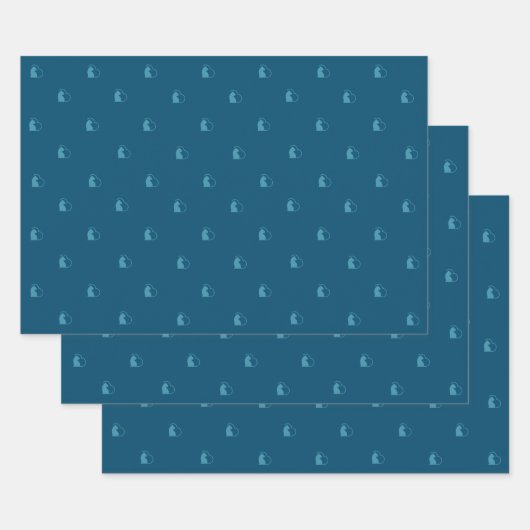 Blauwe Lovecats inpakpapier platte vellen set van  (Set)