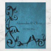 Blauwe Lovevogels Weddenschap Wijn Label Wijn Etiket (Enkel label)