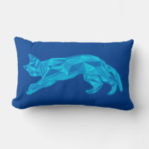 Blauwe Lowpoly Uitgestrekte Kat