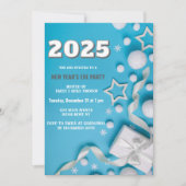 Blauwe lucht 2025 oudejaarsavond aangepast jaar kaart (Voorkant)