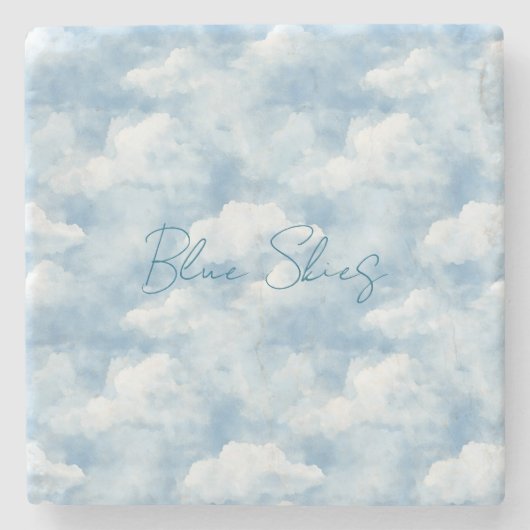 Blauwe Lucht Bewolking Stenen Onderzetter (Voorkant)