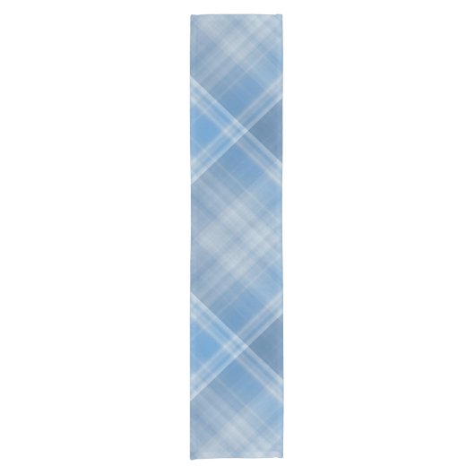 Blauwe lucht Blauw en wit Plaid Korte Tafelloper (Voorkant)
