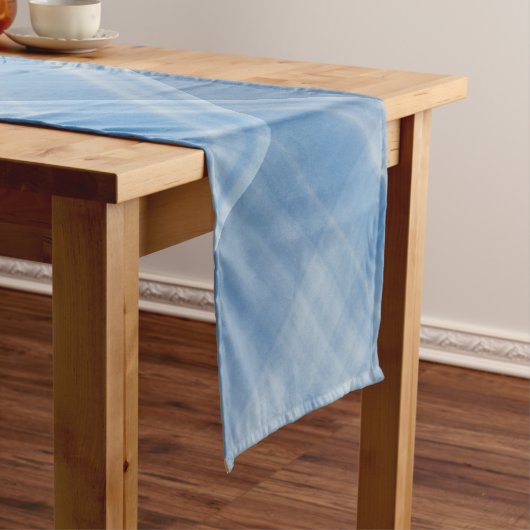 Blauwe lucht Blauw en wit Plaid Korte Tafelloper (Voorbeeld)