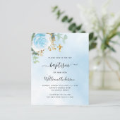 Blauwe lucht bloemeneucalyptus jongen doop uitnodi (Staand voorkant)