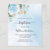 Blauwe lucht bloemeneucalyptus jongen doop uitnodi (Voorkant)