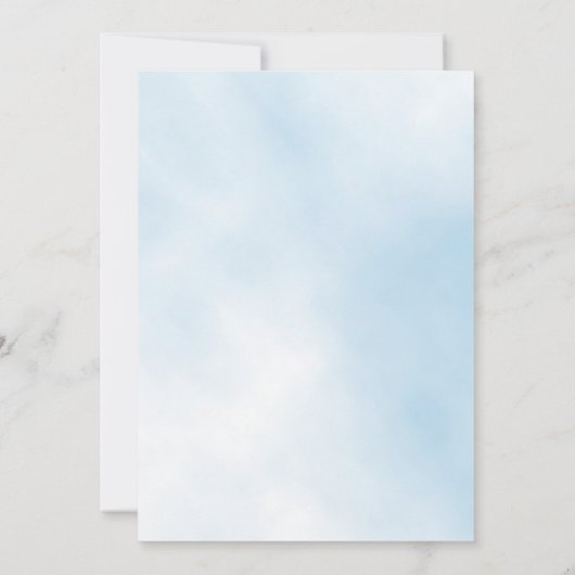 Blauwe lucht bloemeneucalyptus jongen kruis doop kaart (Achterkant)