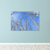 Blauwe Lucht, Bomen in de Winter Canvas Afdruk (Insitu (Houten vloer))