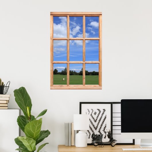 Blauwe lucht boven het park uitzicht - Neframe-ven Poster (Thuiskantoor)