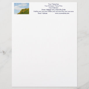 Blauwe Lucht Briefpapier Heuvelachtige Weide Klapr Briefhoofd Sjabloon
