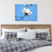 Blauwe lucht Canvas kunst afdrukken Witte Magnolia (Insitu (Slaapkamer))