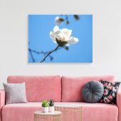Blauwe lucht Canvas kunst afdrukken Witte Magnolia (Insitu (Woonkamer))