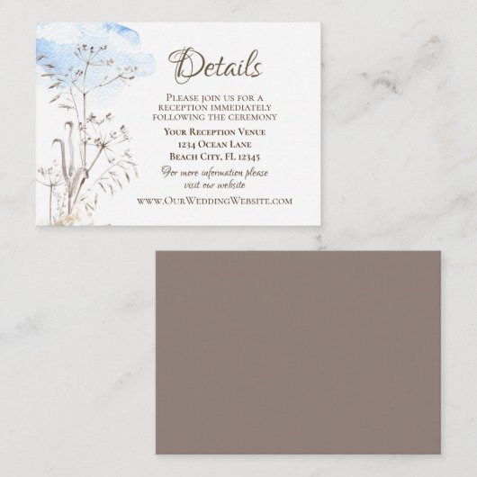 Blauwe Lucht Casual Botanische Gedroogde Kruiden B Informatiekaartje (Voorkant / Achterkant)