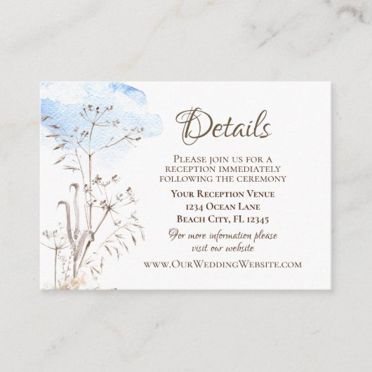 Blauwe Lucht Casual Botanische Gedroogde Kruiden B Informatiekaartje (Voorkant)