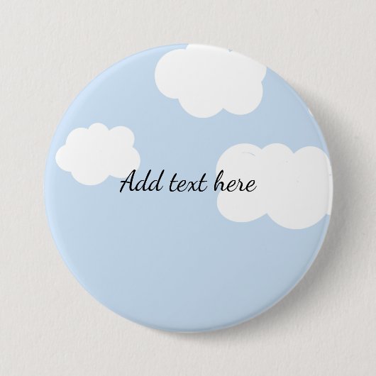 Blauwe Lucht, Donzige Witte Wolken Sjabloon,  Ronde Button 7,6 Cm (Voorkant)