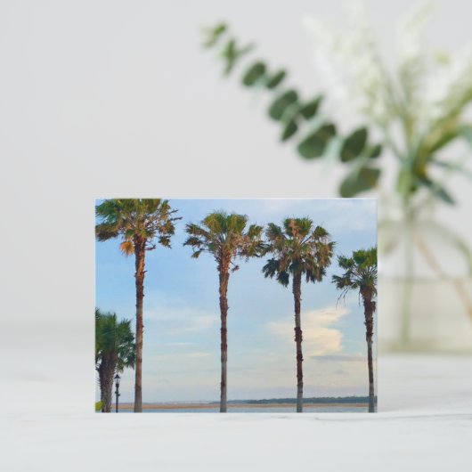 Blauwe lucht en bomen briefkaart (Staand voorkant)