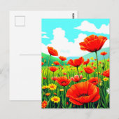 Blauwe Lucht en Klaprozen Briefkaart (Voorkant / Achterkant)
