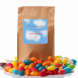 Blauwe lucht en pluizige wolken Dank u Vierkante Sticker