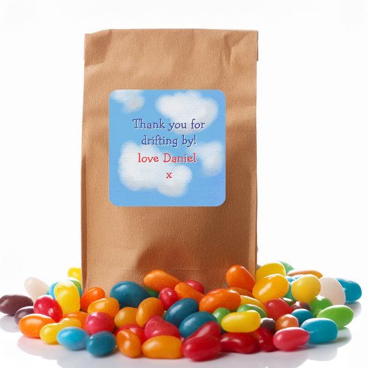 Blauwe lucht en pluizige wolken Dank u Vierkante Sticker