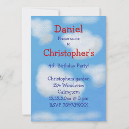 Blauwe lucht en pluizige wolken Verjaardag Kaart