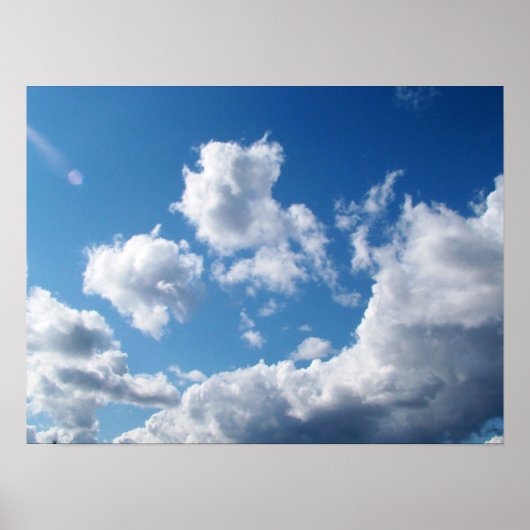 blauwe lucht en witte wolken poster (Voorkant)