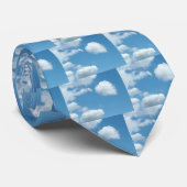blauwe lucht en witte wolken stropdas (Opgerold)