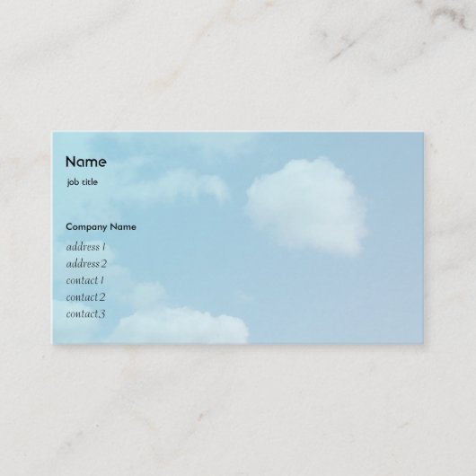 blauwe lucht en witte wolken visitekaartje (Voorkant)