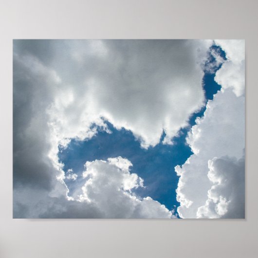 Blauwe lucht en wolken met zonlicht poster (Voorkant)