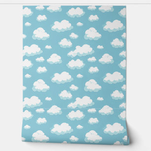 Blauwe lucht en wolken patroon behang